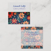 Blume Garden Magie Quadratische Visitenkarte (Vorne/Hinten)