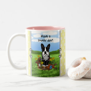 Blume Gardener Boston Terrier (schwarzer Niedliche Zweifarbige Tasse