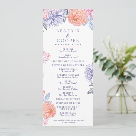 Blume Gartenanlage | Hochzeit Programm (Stehend Vorderseite)