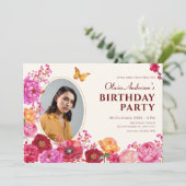 Blume Gartenblüte Frühjahr Foto Geburtstag Einladung (Stehend Vorderseite)