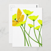 Blume Gartenschmetterlinge Gelbblüten Postkarte (Vorne/Hinten)