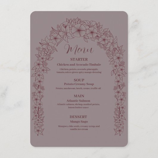 Blume Gate Red Arch Wedding Menükarte (Rückseite)