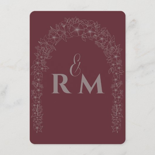 Blume Gate Red Arch Wedding Menükarte (Vorderseite)