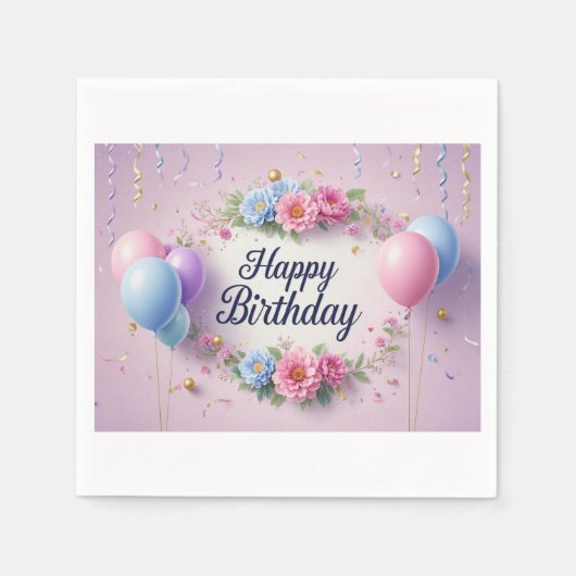 Blume Geburtstag luxuriös und extravagant Serviette (Vorderseite)