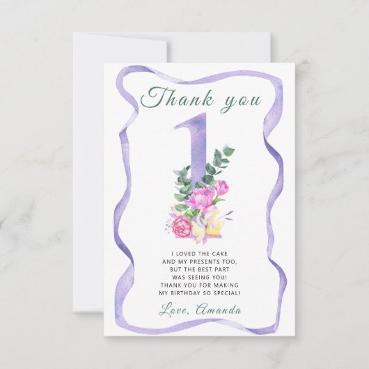 Blume Geburtstagsparty danke (Vorderseite)