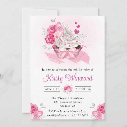 Blume Geburtstagsparty Einladung (Vorderseite)