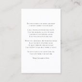 Blume-Gedenkgedicht "Gelbe Rose" / Gebet Visitenkarte (Rückseite)