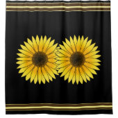 Blume Gelb Doppelblütenschwarz Hintergrund Duschvorhang (Vorderseite)