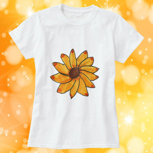 Blume Gelb handgezeichnete Markertinte T-Shirt