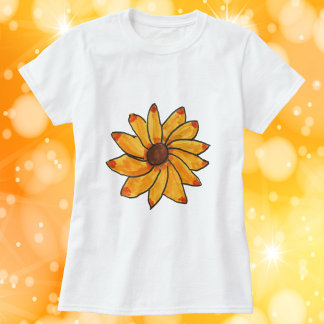 Blume Gelb handgezeichnete Markertinte T-Shirt