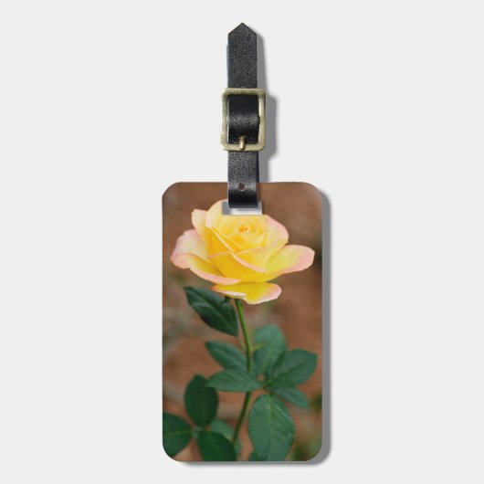Blume Gelb Rosa Flora Blume Rose Gepäckanhänger (Vorderseite vertikal)