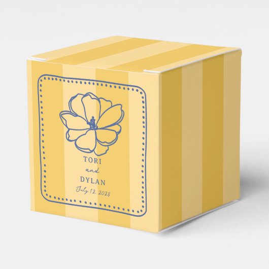 Blume-Gelb-Stripe-Hochzeit Geschenkschachtel (Vorderseite)