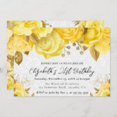 Blume Gelb und Gold 21. Geburtstag Einladung (Vorne/Hinten)
