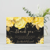 Blume Gelb und Gold zum Geburtstag Dankeskarte (Stehend Vorderseite)