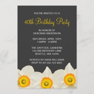Blume Gelb und Grau Daffodin Geburtstagsparty Einladung
