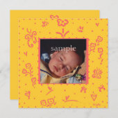 Blume Gelb und Lachs Geburtsankündigung Ankündigung (Vorne/Hinten)