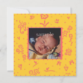 Blume Gelb und Lachs Geburtsankündigung Ankündigung