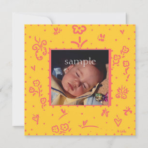 Blume Gelb und Lachs Geburtsankündigung Ankündigung