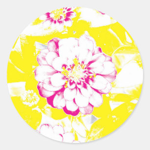 Blume Gelb und Rosa Sommer Dahlia Runder Aufkleber