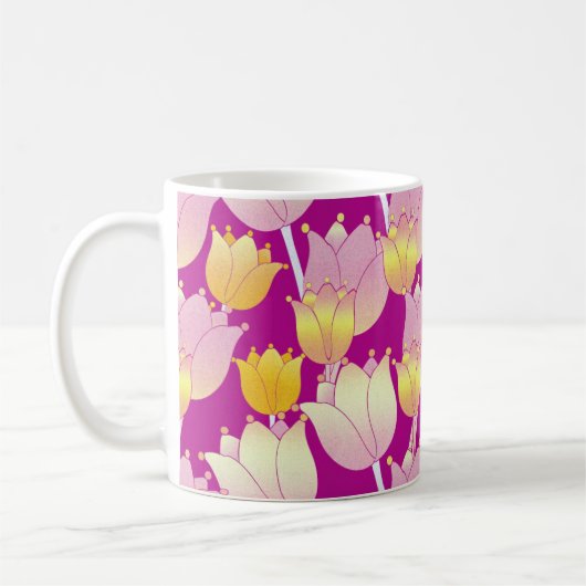 Blume Gelb, Weiß und Rosa Harmonie Kaffeetasse (Links)