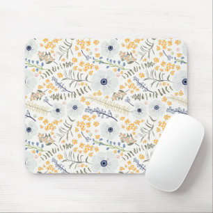 Blume Gelbblaues botanisches Muster Mousepad