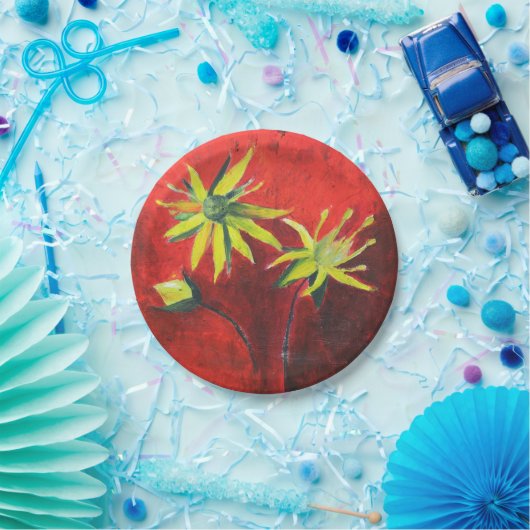 Blume Gelbe Blumenkunst, kundenspezifisch Papier T Pappteller (Party)