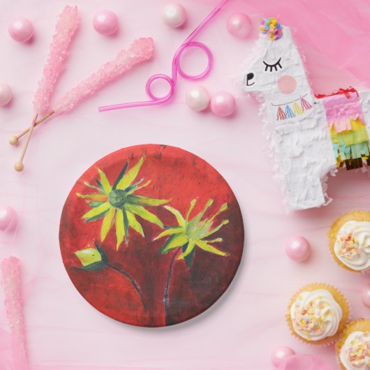 Blume Gelbe Blumenkunst, kundenspezifisch Papier T Pappteller (Party)