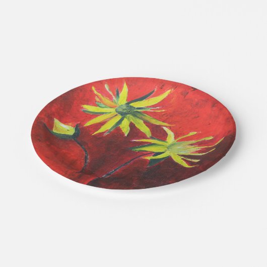 Blume Gelbe Blumenkunst, kundenspezifisch Papier T Pappteller (Schrägansicht)