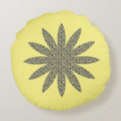Blume Gelbe graue Blumenmuster als Cool Rundes Kissen (Rückseite)