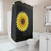 Blume Gelbe Sonnenblume auf schwarzem Hintergrund Duschvorhang (Beispiel)