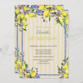 Blume Gelbe Streifen Geburtstag Einladung (Vorne/Hinten)