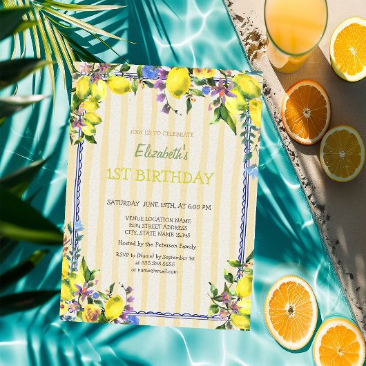 Blume Gelbe Streifen Geburtstag Einladung