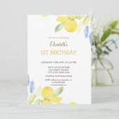 Blume Gelbe Zitronen zum Geburtstag Einladung (Stehend Vorderseite)