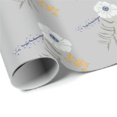 Blume Gelbes blaues Muster Geschenk Geschenkpapier (Rolleneckpunkt)