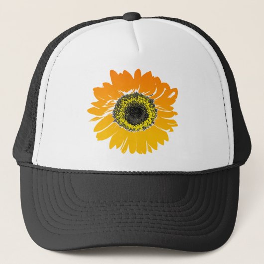 Blume Gelborange Truckerkappe (Vorderseite)