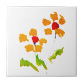 Blume gemalt durch Elefanten Fliese (Vorderseite)
