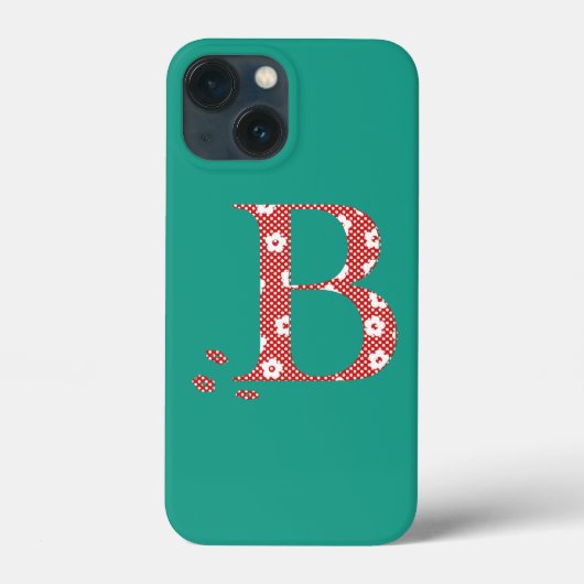 Blume Gemustert Letter B (rot & dots) Case-Mate iP iPhone Hülle (Rückseite)