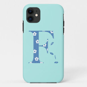Blume Gemustert Letter F (blue & dots) Case-Mate i Case-Mate iPhone Hülle