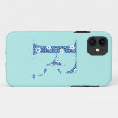 Blume Gemustert Letter F (blue & dots) Case-Mate i iPhone Hülle (Rückseite (Horizontal))