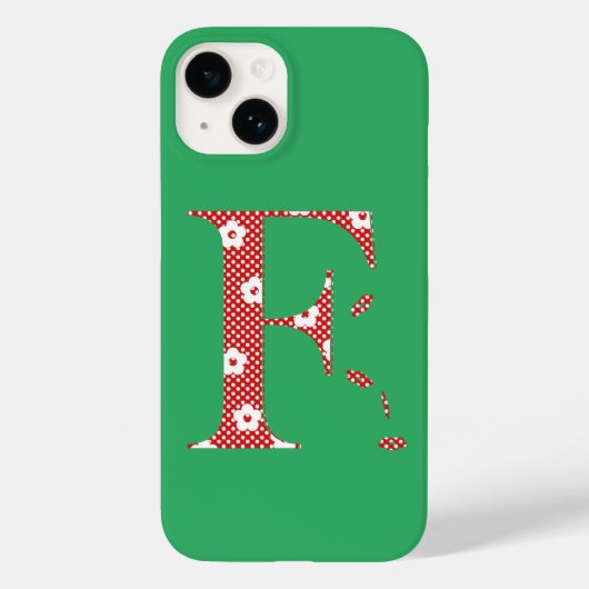 Blume Gemustert Letter F (red & dots) Case-Mate iP iPhone Hülle (Rückseite)