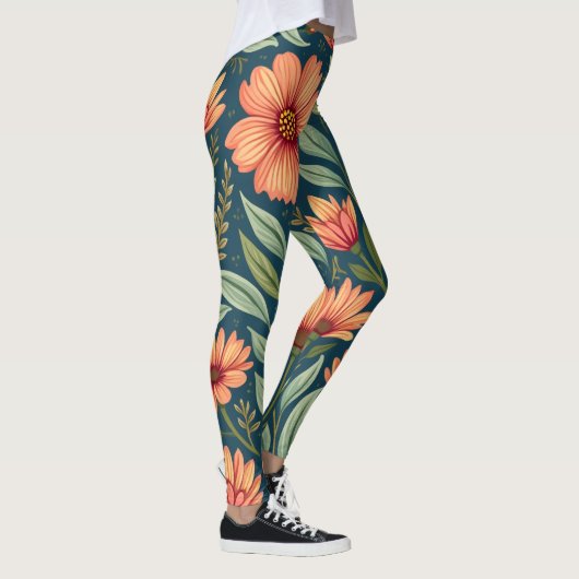 Blume-gemusterte Leggings (Rechts)