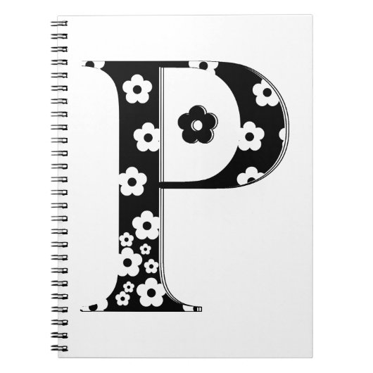 Blume Gemusterter Brief P Notizblock (Vorderseite)