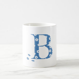Blume Gemusterter Buchstabe B (blau & dots) Kaffeetasse