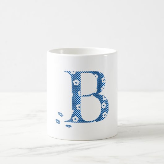 Blume Gemusterter Buchstabe B (blau & dots) Kaffeetasse (Mittel)