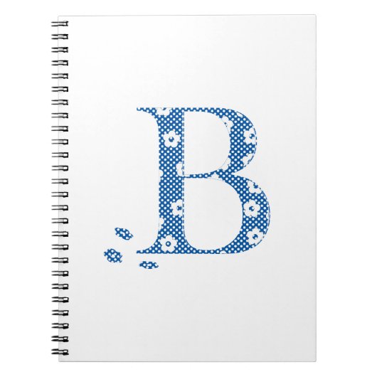 Blume Gemusterter Buchstabe B (blau & dots) Notizblock (Vorderseite)