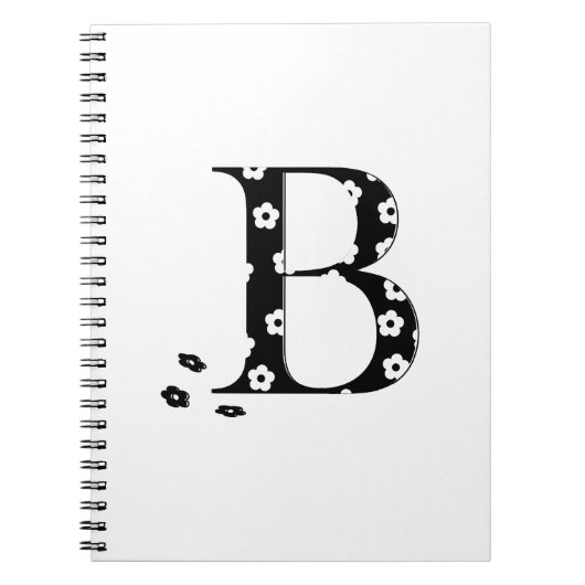Blume Gemusterter Buchstabe B Notizblock (Vorderseite)