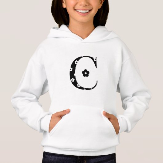 Blume Gemusterter Buchstabe C Hoodie (Vorderseite)