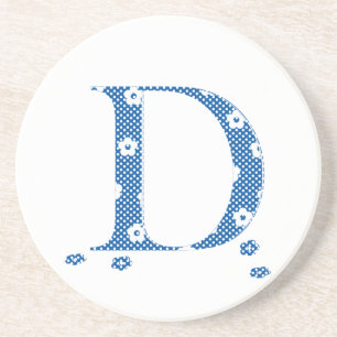 Blume Gemusterter Buchstabe D (blau & dots) Untersetzer