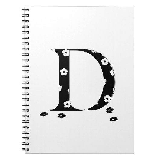 Blume Gemusterter Buchstabe D Notizblock (Vorderseite)