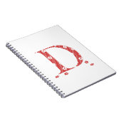 Blume Gemusterter Buchstabe D (rot & Punkte) Notizblock (Rechte Seite)